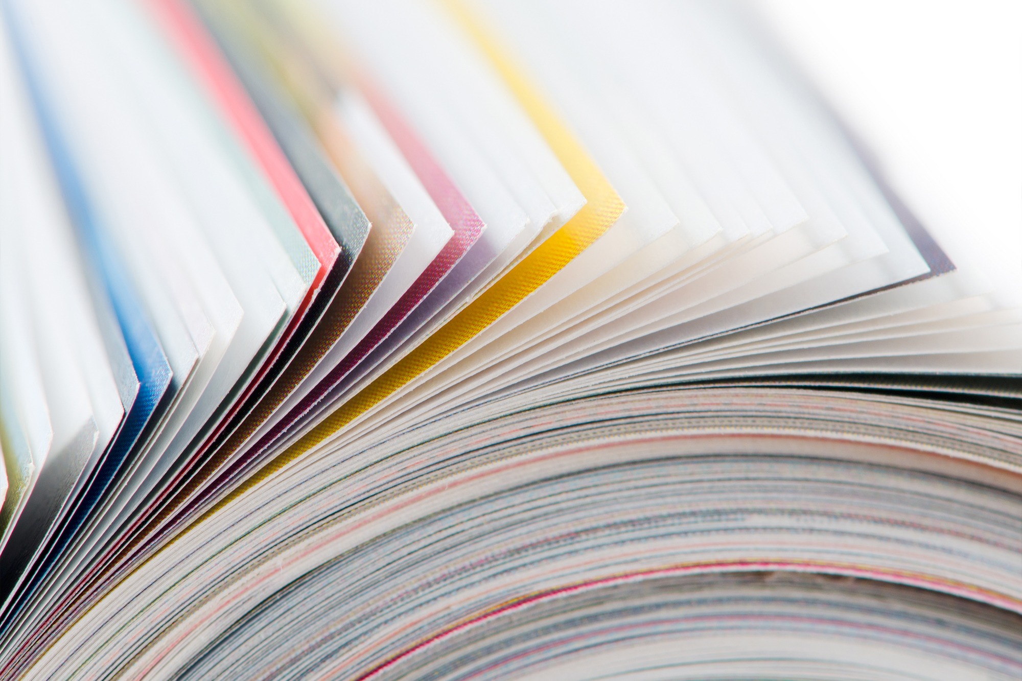 Close-up of the colorful edges of an open book